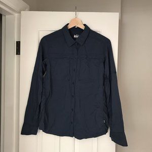 REI Co-op Sahara Solid Long-Sleeve Shirt, Navy, Size Small